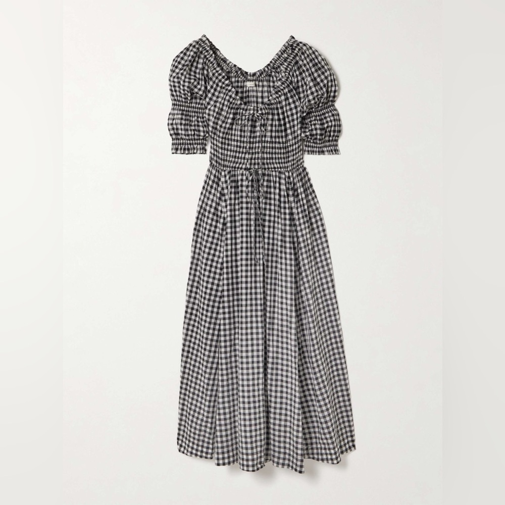 NWT Doen Ischia Dress in Noir Greta Gingham size Medium